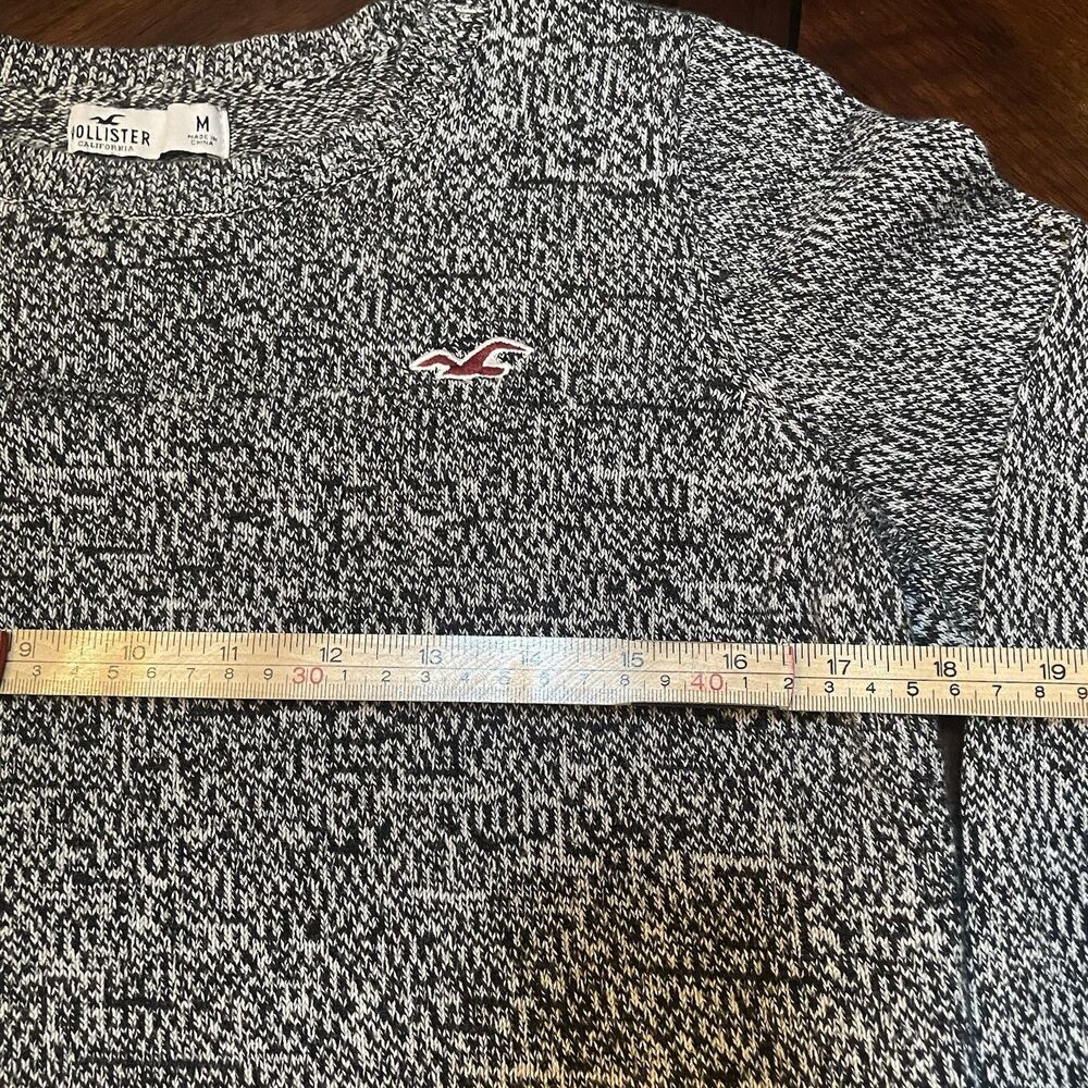 Hollister Womens M Gray White Marled Knit Sweater Crewneck Indie Sleaze Y2K - Picture 5 of 8